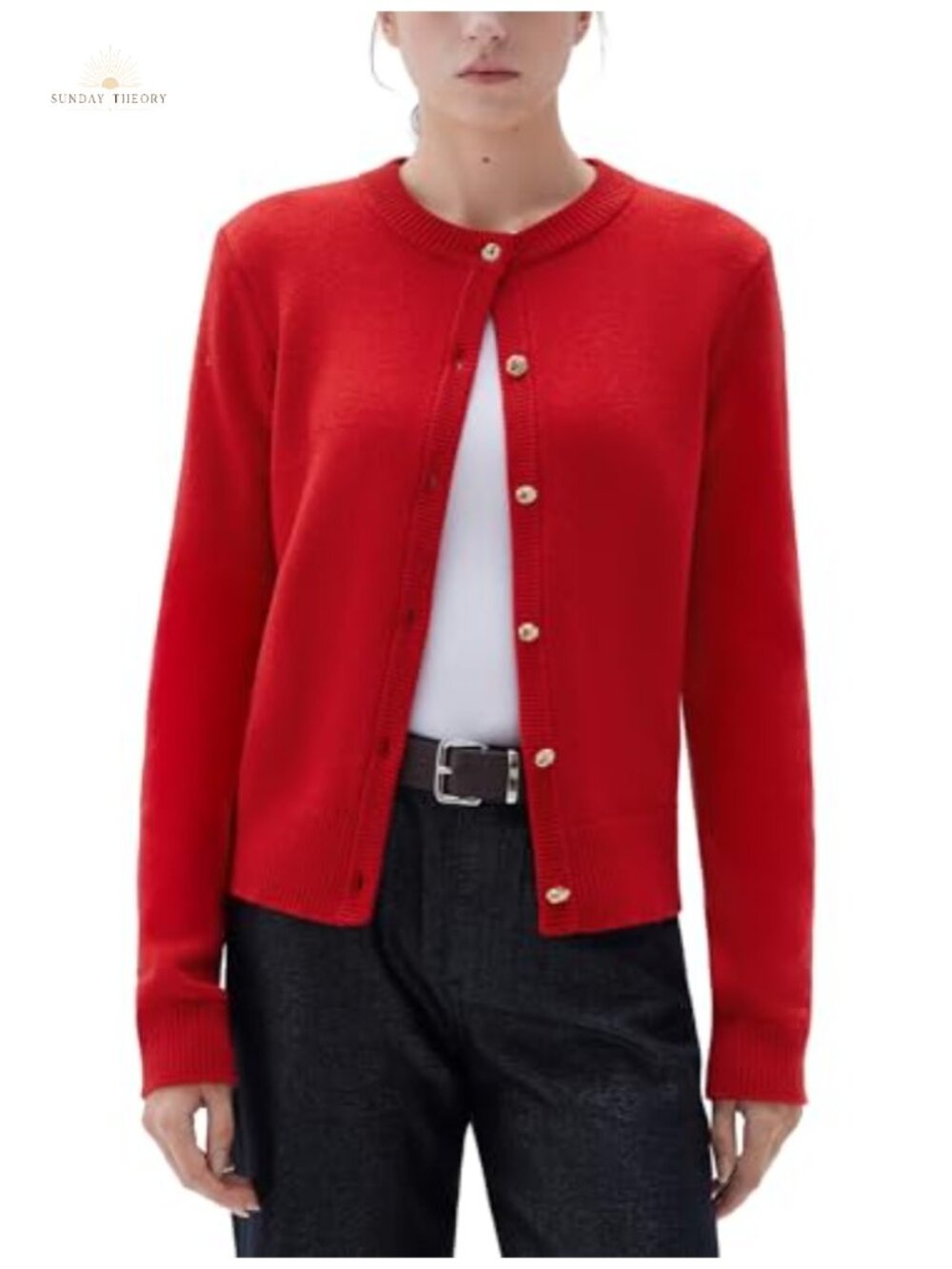 Cashmere Blend Chunky Button Up Cardigan Long Sleeve Cropped Knit Sweater